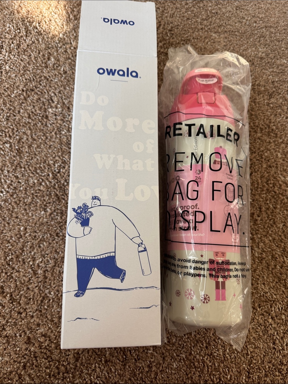 Owala Pink Insulated Water Bottle nutcracker New!!